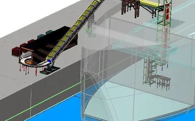 Modelo 3D del sistema de descarga