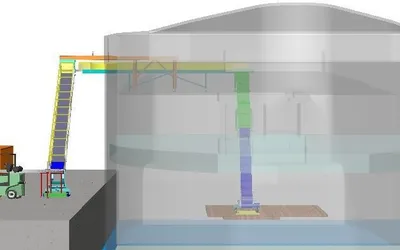 Modelo 3D del sistema de descarga