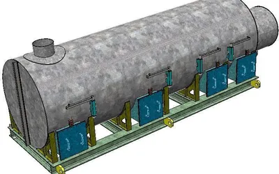 Modelo 3D de una cámara de quemado de azufre